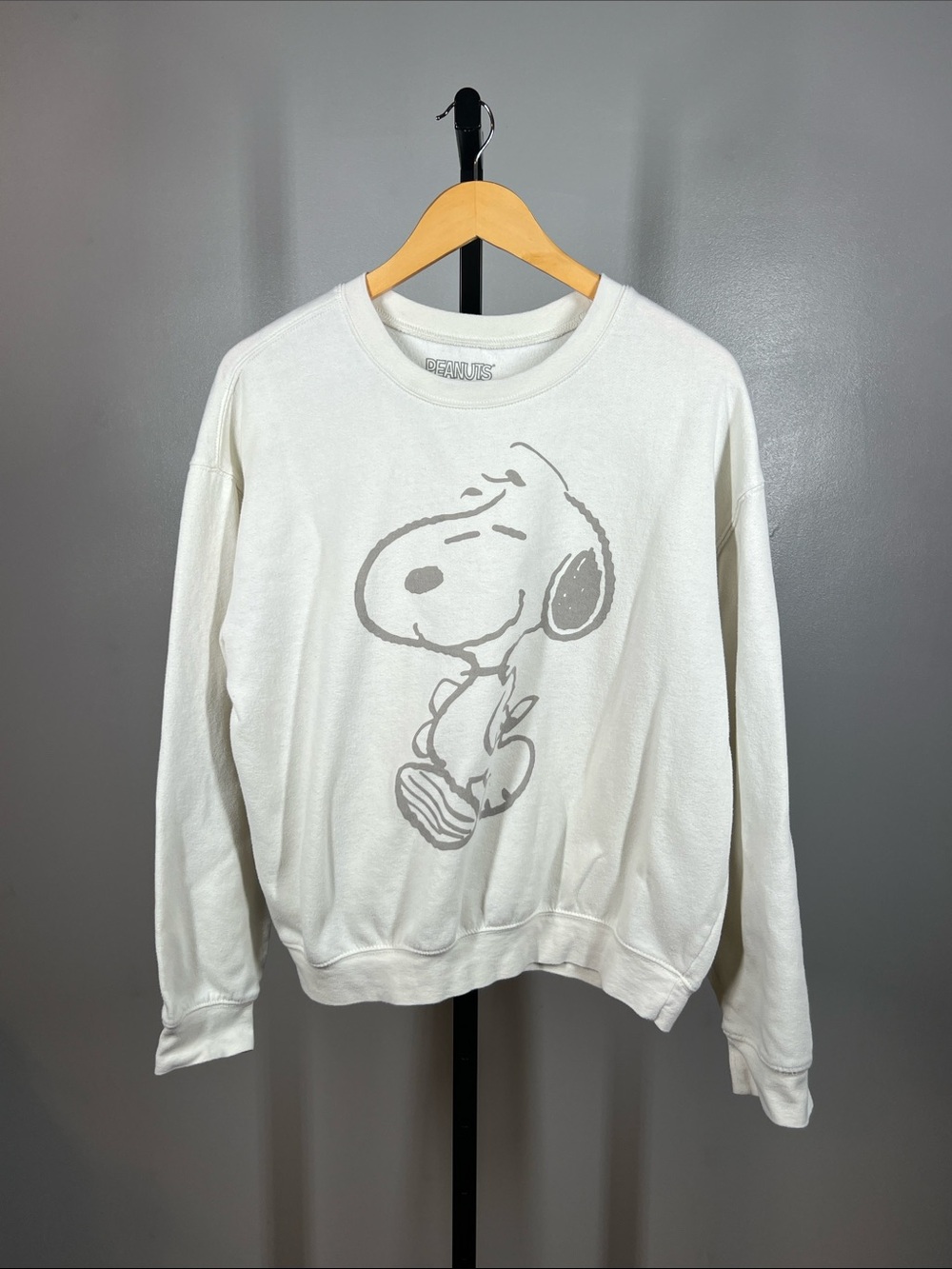 Peanuts White Crewneck Sweatshirt with Snoopy Outline